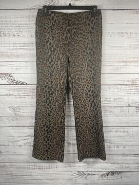 Ksubi Pants Women's 31 Brown Leopard Animal Print Lined Straight Leg Stretch